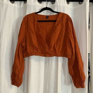 #1 Terra-cotta red crop top long sleeve